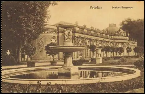 Ansichtskarte Potsdam Schloss Sanssouci Springbrunnen 1916
