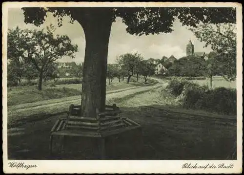 Ansichtskarte Wolfhagen Bank am Baum - Blick auf die Stadt 1959
