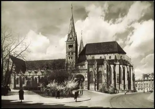 Ansichtskarte Augsburg Straßenpartie am Dom - Fotokarte 1961