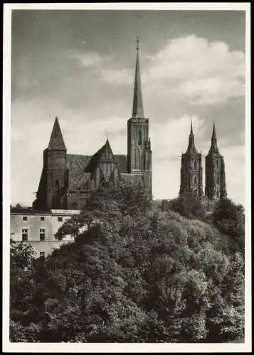 Breslau Wrocław Kreuzkirche mit Domtürmen Schlesischer Kalender 1969