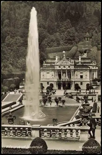 Ansichtskarte Linderhof-Ettal Linderhof Fontäne - Fotokarte 1954
