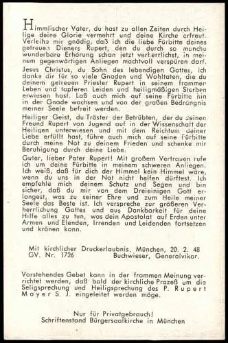 Portrait Geistliche - Kirche Religion Pater RUPERT MAYER S. J. 1960