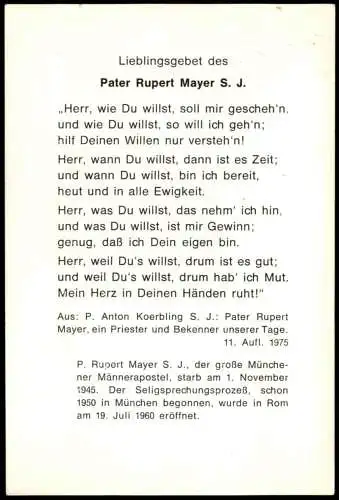 Portrait Geistliche Kirche Religion Pater RUPERT MAYER S. J. Gedicht 1970