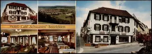 Ansichtskarte Beerfelden (Odenwald) HOTEL Gchwanen Mehrbild Klappkarte 1970