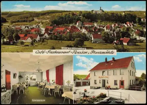 Ansichtskarte Wünnenberg Café-Restaurant-Pension, Franzmühle 1974