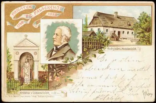 Litho AK Hotzendorf Hodslavice Hrobka v Lobkovicích 1898   Neu Titschein