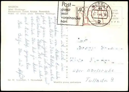Postcard Stettin Szczecin 3 Bild Stadtansichten Schiffe Straße 1975