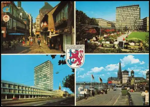 Ansichtskarte Düsseldorf 4 Bild Hochhaus und Straße 1983