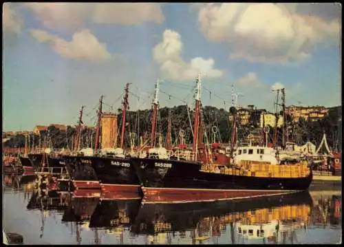 Ansichtskarte Sassnitz Rügen Hafen zur DDR-Zeit, Schiffe 1962