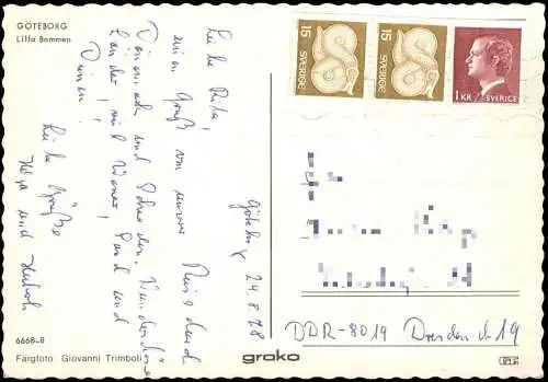 Postcard Göteborg Göteborg Hafen Partie mit Segelschiff 1978