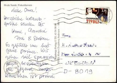 Postcard Hvide Sande Hafen Boote Fiskerihavnen 1993