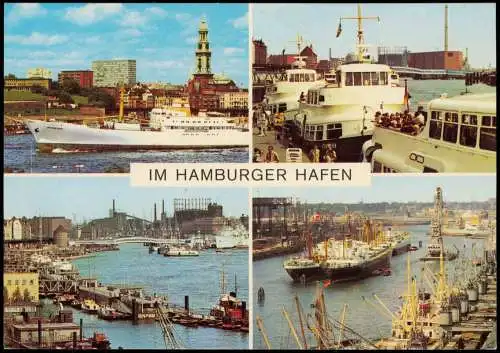 Ansichtskarte Altona-Hamburg Hafen Mehrbildkarte mit 4 Ansichten 1970