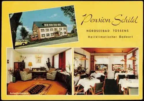 Tossens-Butjadingen Mehrbildkarte Pension Schild Strandallee 1970