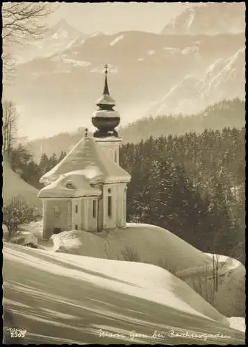Maria Gern-Berchtesgaden Kapelle im Winter Stimmungsbild b. Berchtesgaden 1960