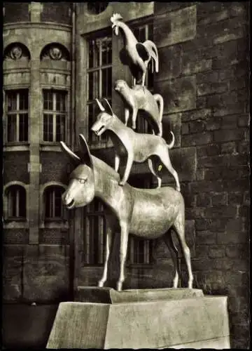 Ansichtskarte Bremen Bremer Stadtmusikanten am Rathaus Fotokarte 1963