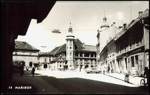 Postcard Marburg an der Drau Maribor Straßenszene Geschäfte 1956