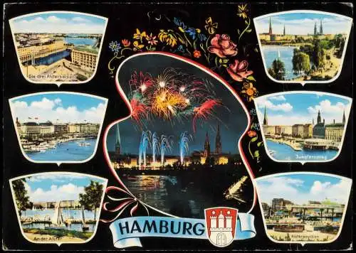 Ansichtskarte Hamburg Stadtteilansichten Alster Feuerwerk MB 1963