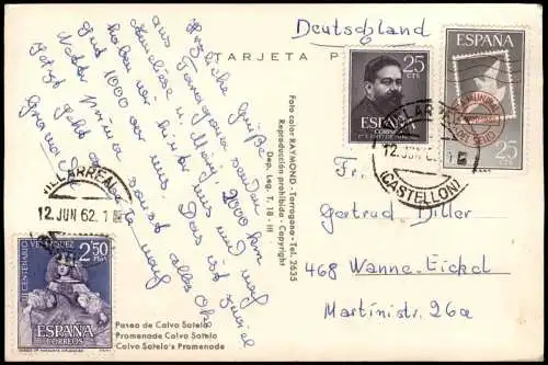 Postale Tarragona Promenade Calvo Sotelo 1962