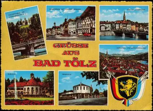 Ansichtskarte Bad Tölz MB: Trinkhalle Markt Straße 1969 Gold-Effekt