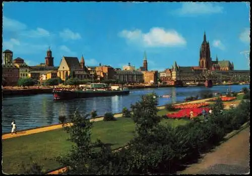 Ansichtskarte Frankfurt am Main Mainpartie Stadt und Schiff 1962