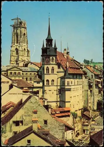 Freiburg im Üechtland Fribourg Hôtel de Ville et Cathédrale 1971