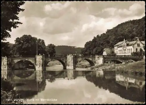 Ansichtskarte Hann. Münden Werra mit Werrabrücke - Fotokarte 1960