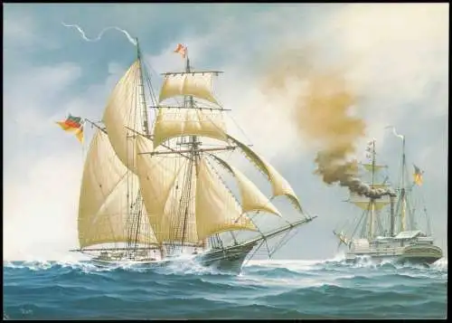 Ansichtskarte  ELBE BARBAROSSA Schiffe Segelschiff Reichsflotte 2000