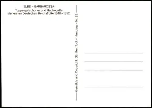 Ansichtskarte  ELBE BARBAROSSA Schiffe Segelschiff Reichsflotte 2000