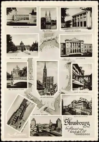 CPA Straßburg Strasbourg Mehrbild AK Parc Gare 1960