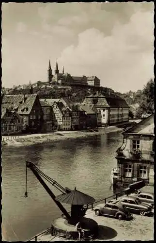 Bamberg Kranen mit Michelsberg Stadtteilansicht VW Käfer Autos 1958