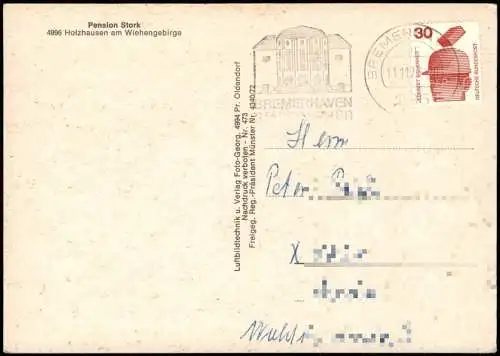 Ansichtskarte Bad Holzhausen-Preußisch Oldendorf Luftbild Pension Stark 1973