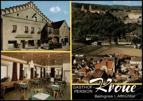 Beilngries Mehrbildkarte Ortsansichten mit Gasthof Pension KRONE 1971