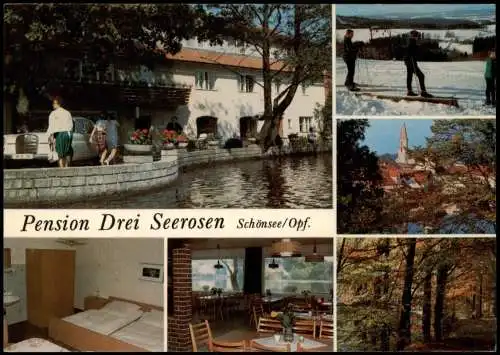 Schönsee Mehrbildkarte Pension Drei Seerosen Schönsee/Opf. 1970