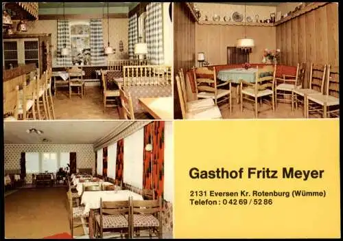 Eversen (Ahausen) Gasthof Fritz Meyer (Mehrbildkarte mit Innenansichten) 1965