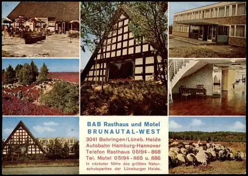 Behringen-Bispingen Mehrbildkarte mit BAB Rasthaus und Motel BRUNAUTAL-WEST 1970