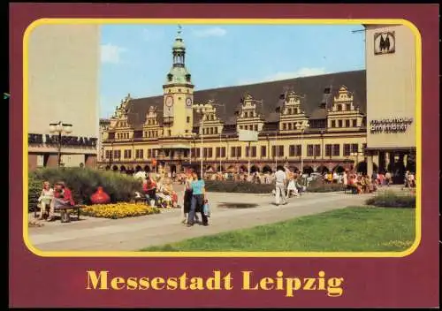 Ansichtskarte Leipzig Altes Rathaus am Markt, Messehaus, Messeamt 1981