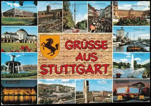 Ansichtskarte Stuttgart Grüsse aus ... Collage bekannter Orte 1987