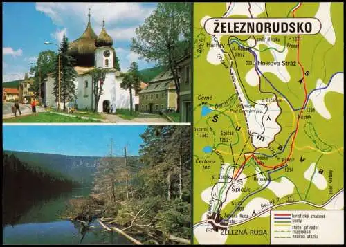 Postcard Markt Eisenstein Železná Ruda 3 Bild Landkarten AK 1980