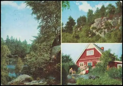 Postcard Bornholm 3 Bild Baude und Wald 1986