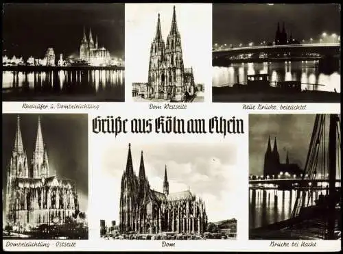 Ansichtskarte Köln Stadtteilansichten bei Nacht Fotokarte 1968