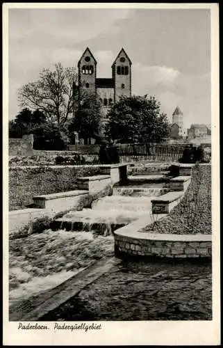 Ansichtskarte Paderborn Paderquellgebiet 1958  gel. Landpoststempel Benhausen
