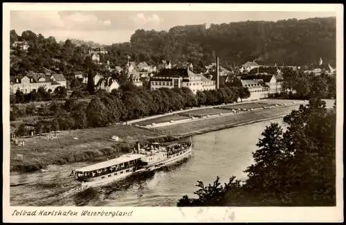 Ansichtskarte Bad Karlshafen Stadt und Dampfschiff Dampfer 1955