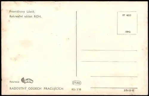 Postcard Franzensbad Františkovy Lázně Rekreační oblast ROH. 1961