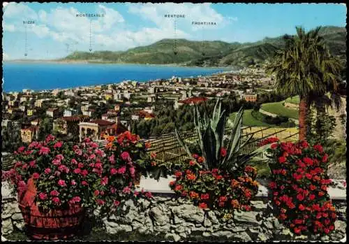 Cartolina Bordighera Panorama da Levante 1966
