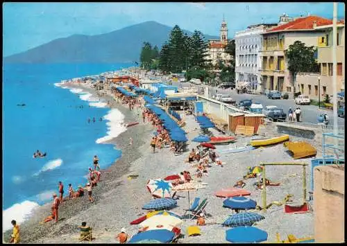 Cartolina Bordighera La spiaggia - Strandleben 1966