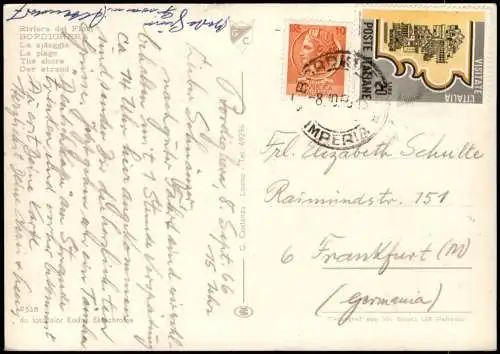 Cartolina Bordighera La spiaggia - Strandleben 1966