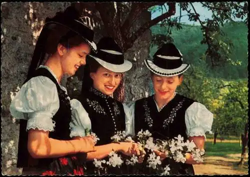 Ansichtskarte Glottertal Frauen in Glottertaler Tracht Schwarzwald 1974