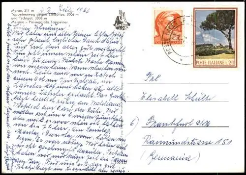 Cartolina Meran Merano Passeggiata Tappeiner 1962