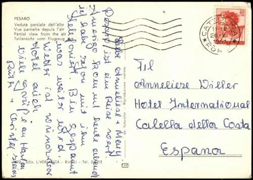 Cartolina Pesaro Luftbild Areal view 1961