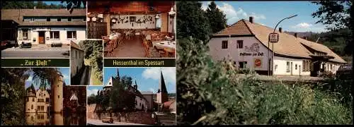 Ansichtskarte Mespelbrunn Gasthof Pension zur Post Hessenthal Klappkarte 1978